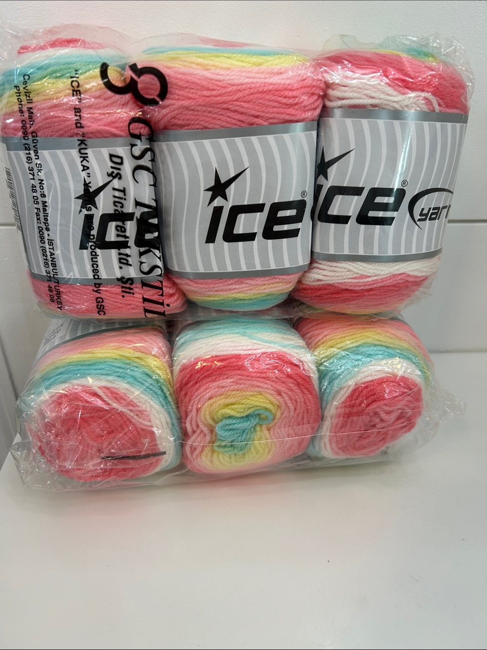Ice Yarns Multicolor Pastel Rainbow Baby Cakes Fine 6 pack